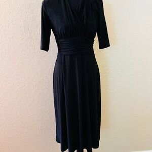 Evan Picone Elegant Black Midi‎ Dress